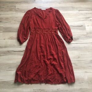 Chic Long Sleeve Red Dress